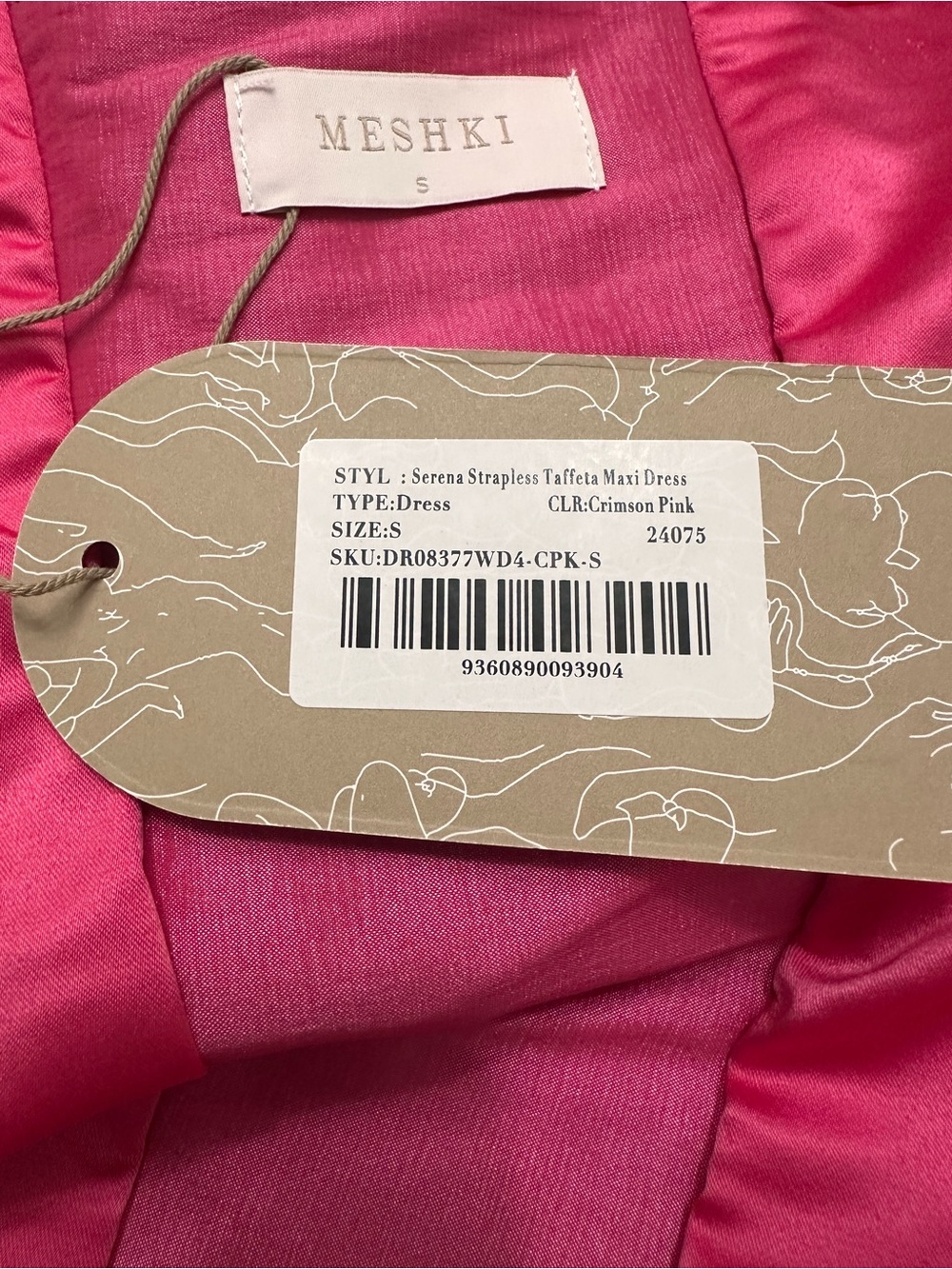 Meshki Pink Serena Strapless Taffeta Maxi Dress SZ Small Elegance Coquette NWT - Picture 2 of 9